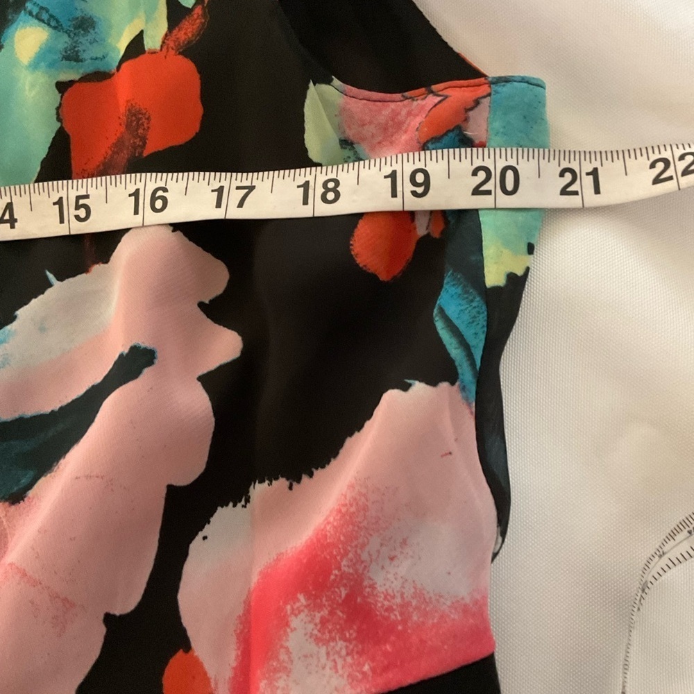 Tahari Multicolor Floral Top Black Skirt Dress - Picture 6 of 9
